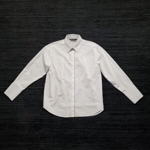 Zara Size XS White Long Sleeve  Embellished Poplin  Button Up Shirt 

T